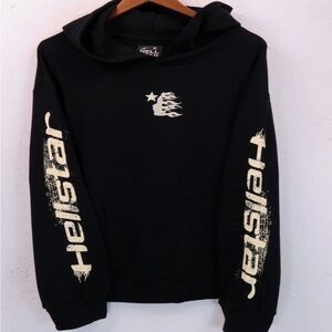 Hellstar Black Hoodie with Cream Graphics